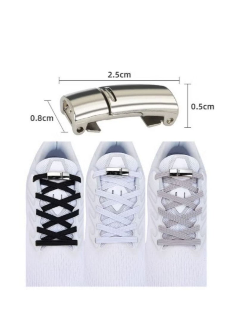 4 Pieces Shoelaces Buckle Lock Metal Quick Easy Shoelace No Tie BuckLe Switch Logo for Kids Adults Shoe Strings  - Image 3