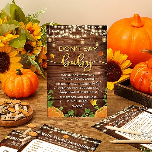 Patelai 321 Pcs Fall Thanksgiving Baby Shower Game Supplies Rustic Fall Baby Shower Bingo, Guess Who Mommy or Daddy Friendsgiving Little Pumpkin Is on The Way Photo Booth Photography - Image 2