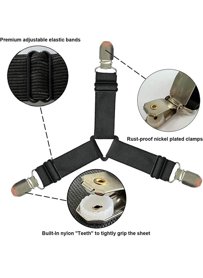 Generic 4 Pieces Bed Sheet Holder Straps Adjustable Elastic Fasteners (Black)  - Image 3
