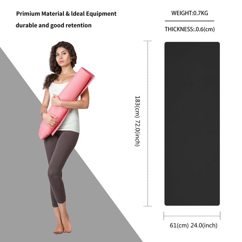 Good Nite Yoga Mat Exercise Mats Workout Pilates Fitness Mat for Women Men Non-Slip Thick 6mm High Density Gymnastics Mats with Carry Strap Tpe - Image 2