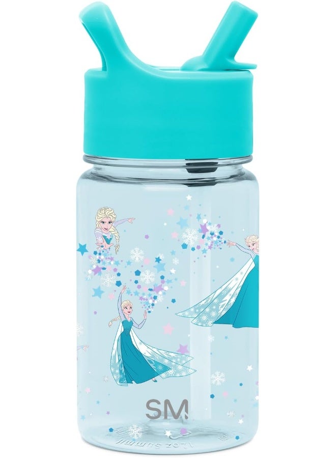Simple Modern Disney Frozen Kids Water Bottle Plastic BPA-Free Tritan Cup with Leak Proof Straw Lid | Reusable and Durable for Toddlers, Girls | Summit Collection | 12oz, Frozen Elsa's Snowflake - Image 1