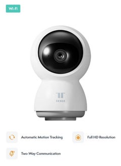 Tesla Smart 360 Degree Security Camera with Automatic Motion Tracking & Two-Way Communication & Tesla Home App - White  - Image 1