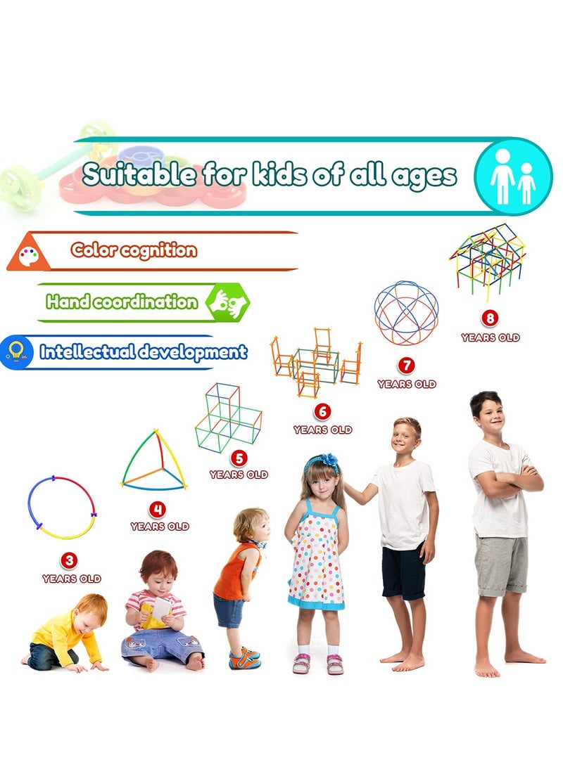 600Pcs Straw Constructor Toys STEM Building Toys Children's 4D space Straw Toy Interlocking Plastic Toys Engineering Toys Thin Tube Blocks Toy Educational Toy Kit manual DIY creative - Image 4