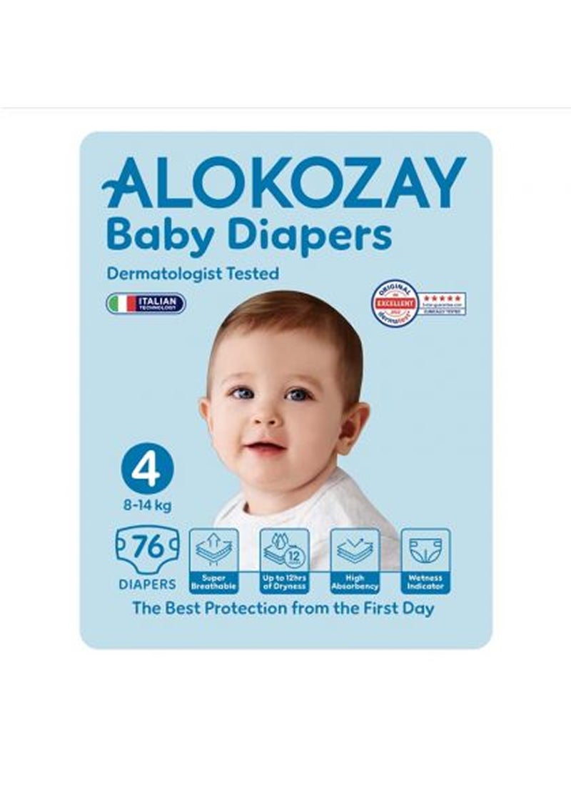 Alokozay Premium Baby Diapers - Size 4 8-14 Kg 76 Diapers - Image 1