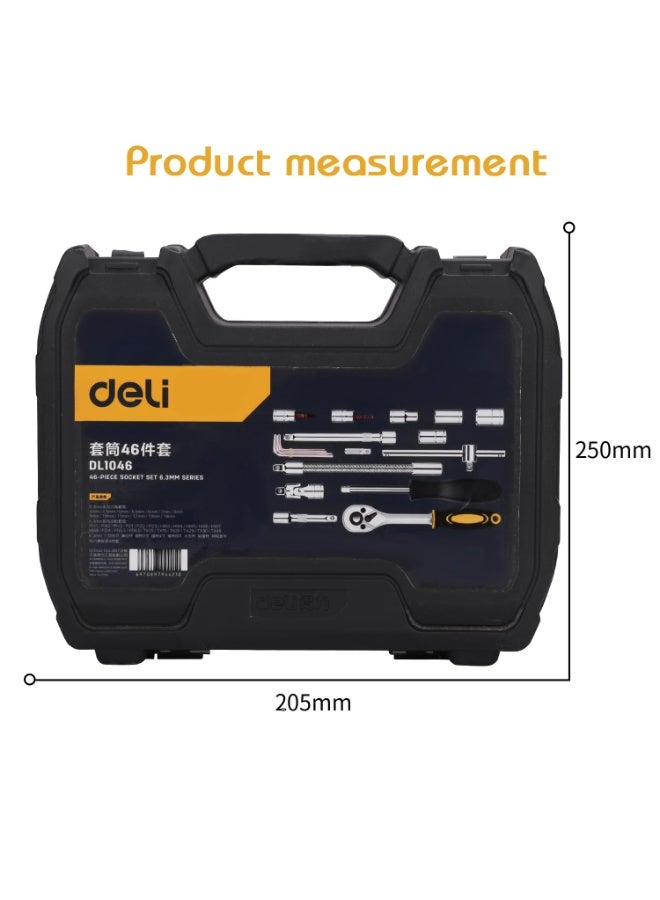 Deli 46-Piece Socket Set - Professional Grade Socket Wrench Set with Case for Automotive & DIY Repairs - Image 1