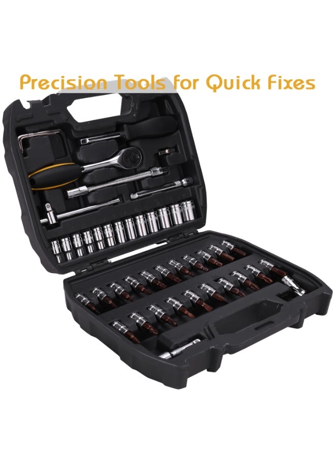 Deli 46-Piece Socket Set - Professional Grade Socket Wrench Set with Case for Automotive & DIY Repairs - Image 3