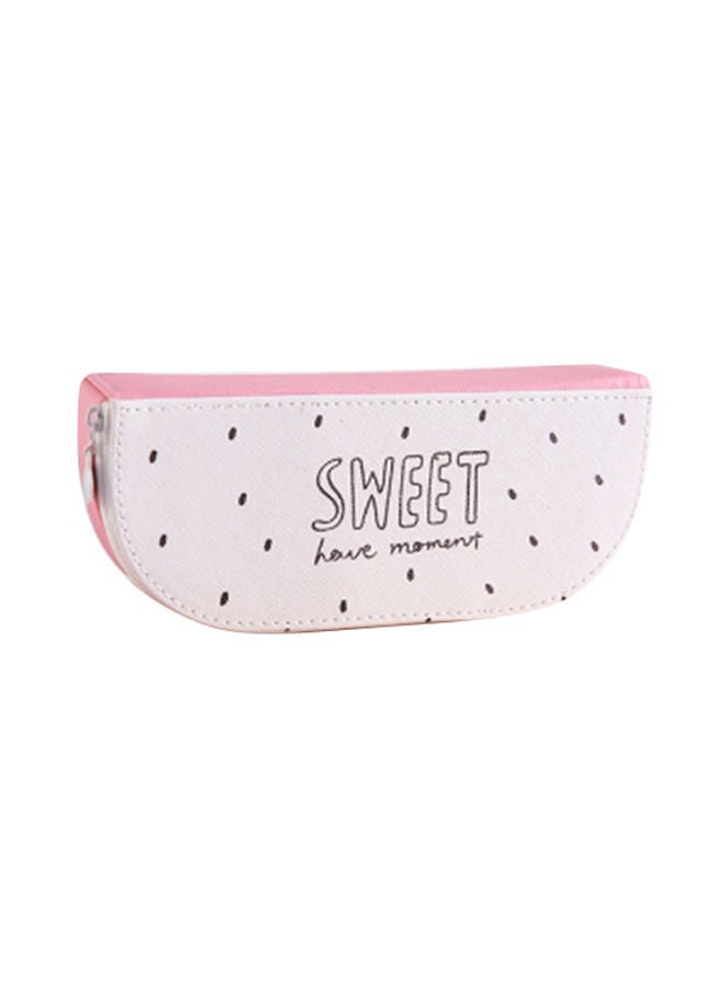NIBEMINENT Kawaii Fruit PU Leather School Pencil Case Pink/White