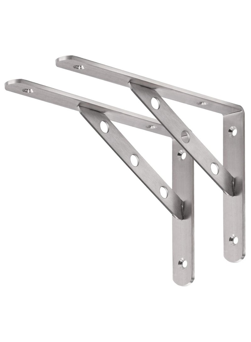 Rubik Shelf Brackets 12 inch - 2pcs Stainless Steel Solid Shelf Support, Corner Brace Joint Right Angle L Bracket, Space Saving DIY Bracket  - Image 1