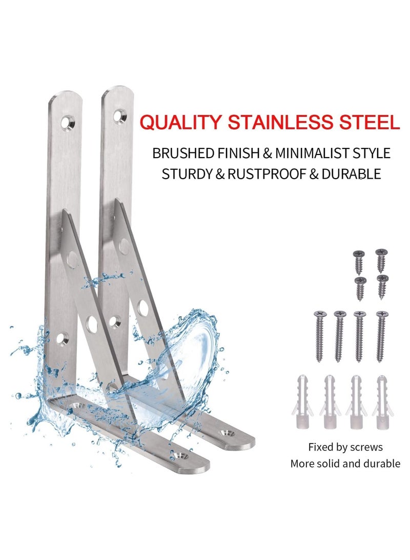 Rubik Shelf Brackets 12 inch - 2pcs Stainless Steel Solid Shelf Support, Corner Brace Joint Right Angle L Bracket, Space Saving DIY Bracket  - Image 4