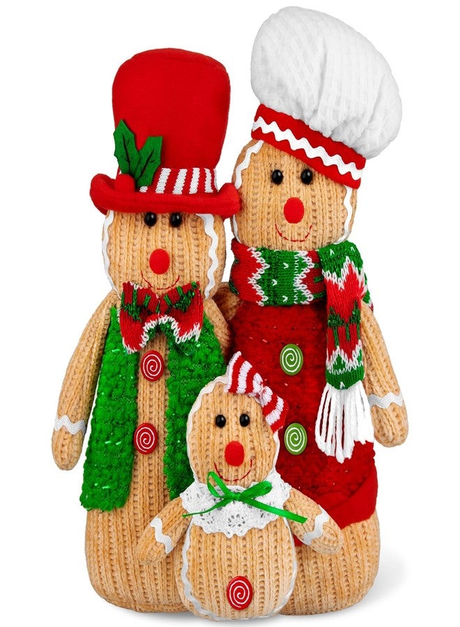 Demonwer 3 Pcs Gingerbread Man Plush Figures with Hat Scarf Christmas Gingerbread Man Gifts Gingerbread Figurines for Home Kitchen Livingroom Bathroom Decorations - Image 1