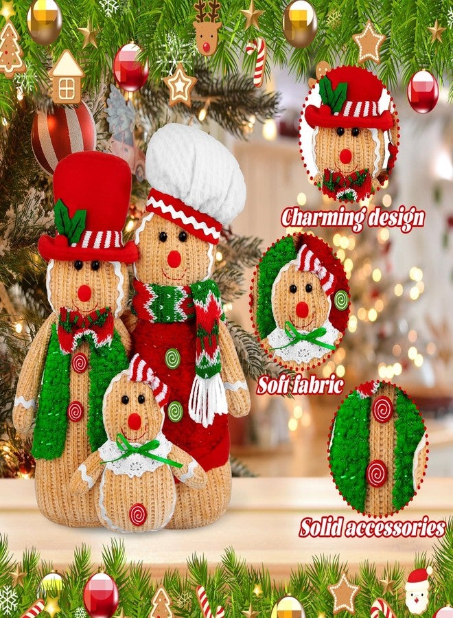 Demonwer 3 Pcs Gingerbread Man Plush Figures with Hat Scarf Christmas Gingerbread Man Gifts Gingerbread Figurines for Home Kitchen Livingroom Bathroom Decorations - Image 3
