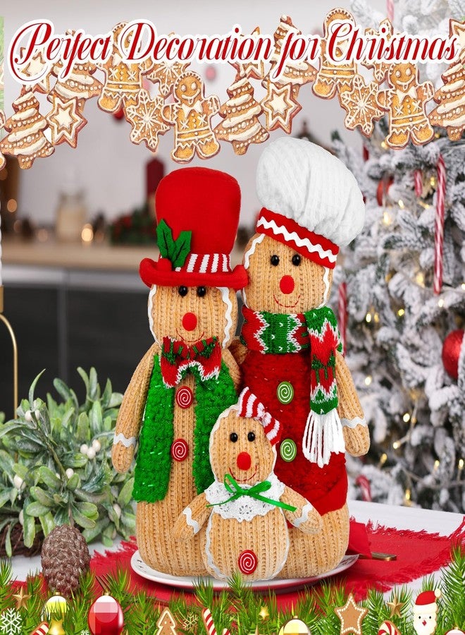 Demonwer 3 Pcs Gingerbread Man Plush Figures with Hat Scarf Christmas Gingerbread Man Gifts Gingerbread Figurines for Home Kitchen Livingroom Bathroom Decorations - Image 4