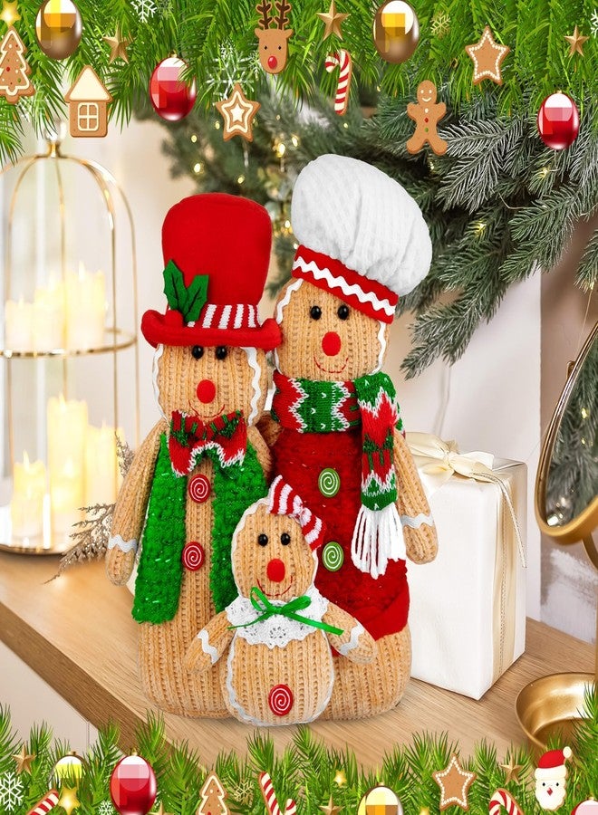 Demonwer 3 Pcs Gingerbread Man Plush Figures with Hat Scarf Christmas Gingerbread Man Gifts Gingerbread Figurines for Home Kitchen Livingroom Bathroom Decorations - Image 5