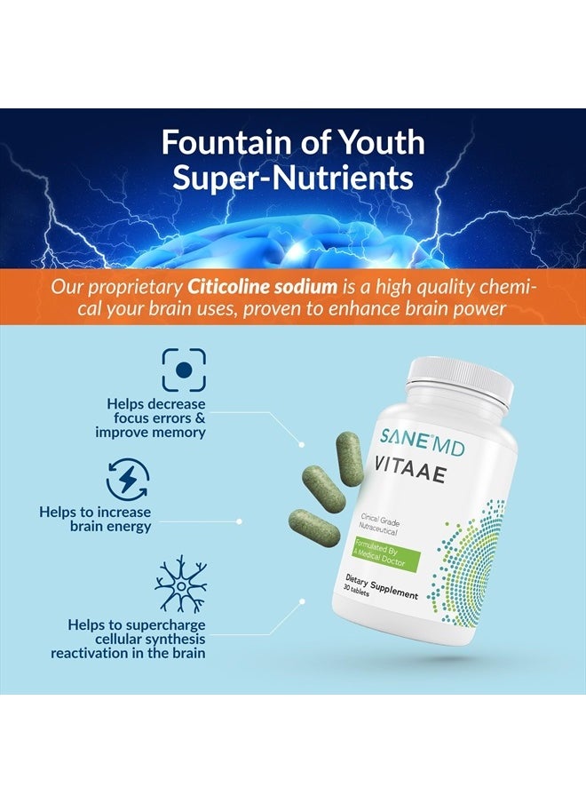 Sane - MD Vitaae - Throat Phlegm and Coughing Support - Citicoline - Brain Supplements for Memory and Focus - Nootropic Supplements for Brain Health - Image 1