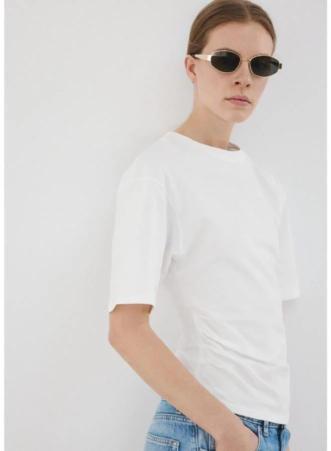 MANGO Cotton t-shirt with pucker detail