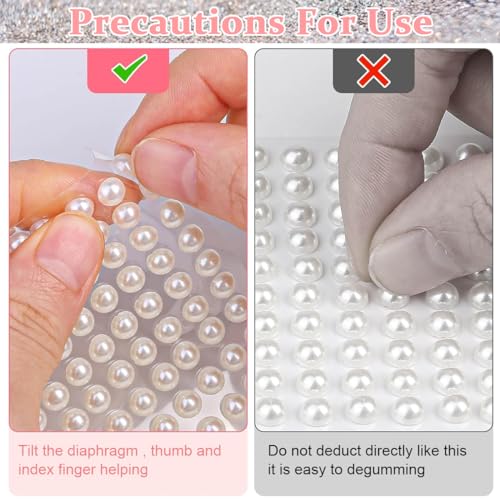 MAYCREATE® Pearl Stickers for Art and Craft, 1980pcs Self-Adhesive Faux Pearls Sticker Assorted Sizes Gems for Hair, Face Makeup, Eye, Nail, DIY Crafts - Image 4