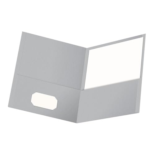 Oxford Oxford TwinPocket Folders Textured Paper Letter Size Gray Holds 100 Sheets Box of 25 57505EE