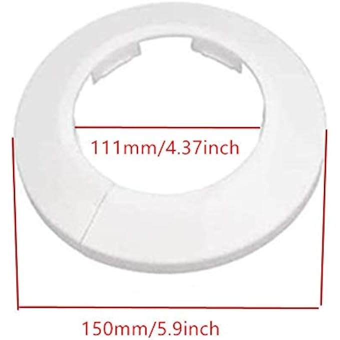 EASY FIT RADIATOR PLASTIC WALL FLANGE WATER PIPE ROSETTE DECORATIVE COLLAR 110MM WHITE - Image 2