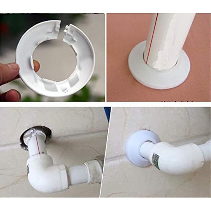 EASY FIT RADIATOR PLASTIC WALL FLANGE WATER PIPE ROSETTE DECORATIVE COLLAR 110MM WHITE - Image 3