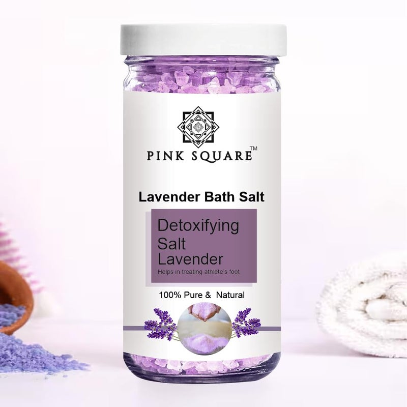Pink Square Detoxifying Lavender Bath Salt for Men and Women Pack of 2 Each 200 GramCrystal And Bath Salt Helps for Muscle Relief Relieves Aches and Pain Soothing and Relaxation - Image 2