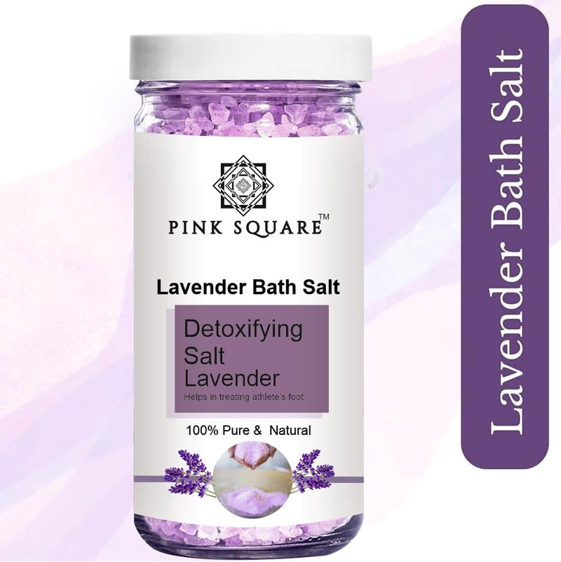 Pink Square Detoxifying Lavender Bath Salt for Men and Women Pack of 2 Each 200 GramCrystal And Bath Salt Helps for Muscle Relief Relieves Aches and Pain Soothing and Relaxation - Image 4