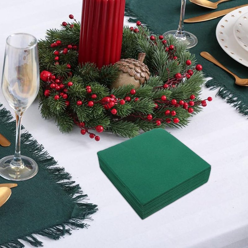 Dark Green Disposable Cocktail Napkins Premium Absorbent Paper for Weddings Parties - Image 5