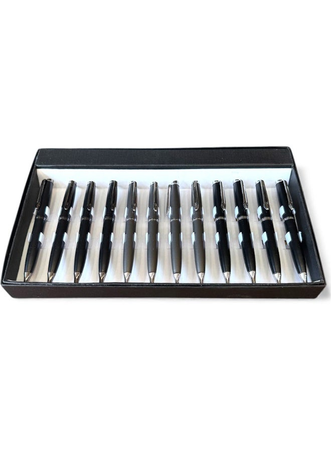 ركس بكج أقلام فاخرة لون اسود و رمادي جودة عالية وأداء سلس حبر جاف ازرق 12 قلم  69751 - Image 1