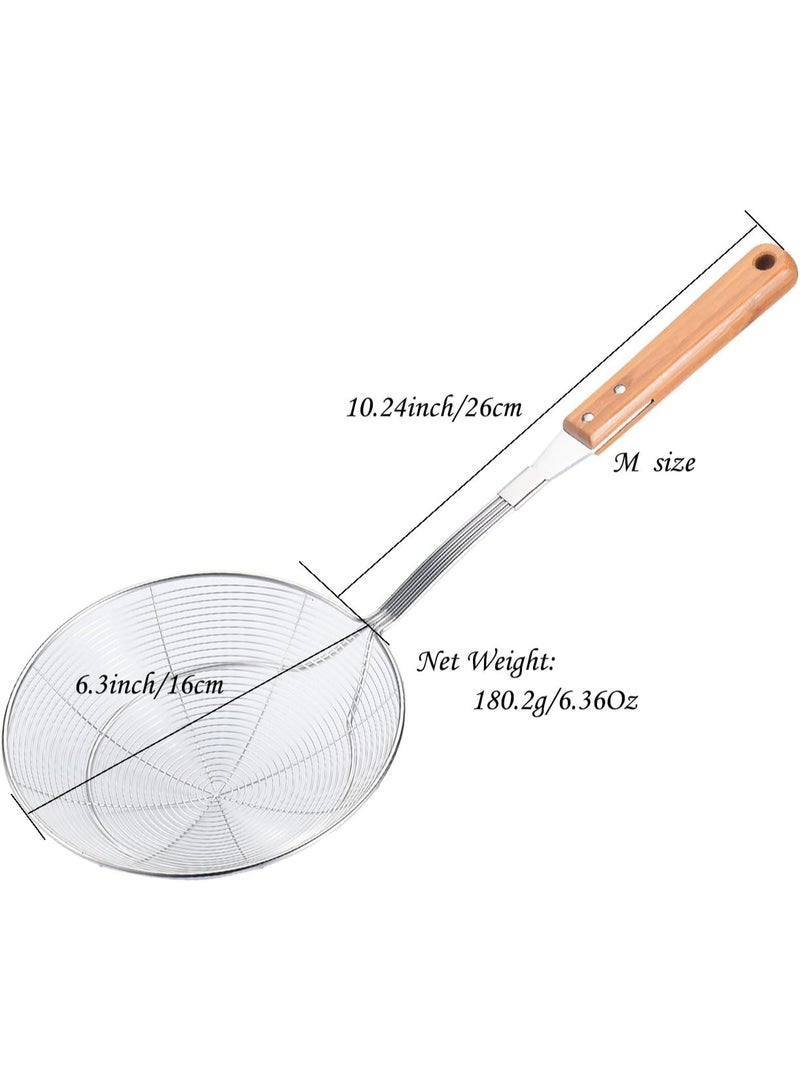 Multi-Use Kitchen Oil Strainer – Stainless Steel Frying Spoon with Wooden Handle Easy Drain Design-width: 14 cm - Image 4