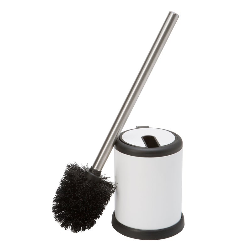 Bath Bliss Toilet Brush and Holder | Self Closing Lid | 360 Degree Brush Head | Bathroom Cleaning | Compact Size | Storage and Organization | White - Image 1