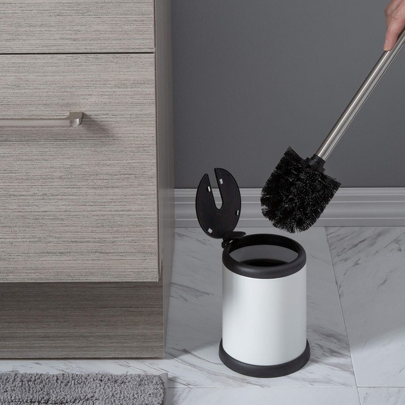 Bath Bliss Toilet Brush and Holder | Self Closing Lid | 360 Degree Brush Head | Bathroom Cleaning | Compact Size | Storage and Organization | White - Image 4