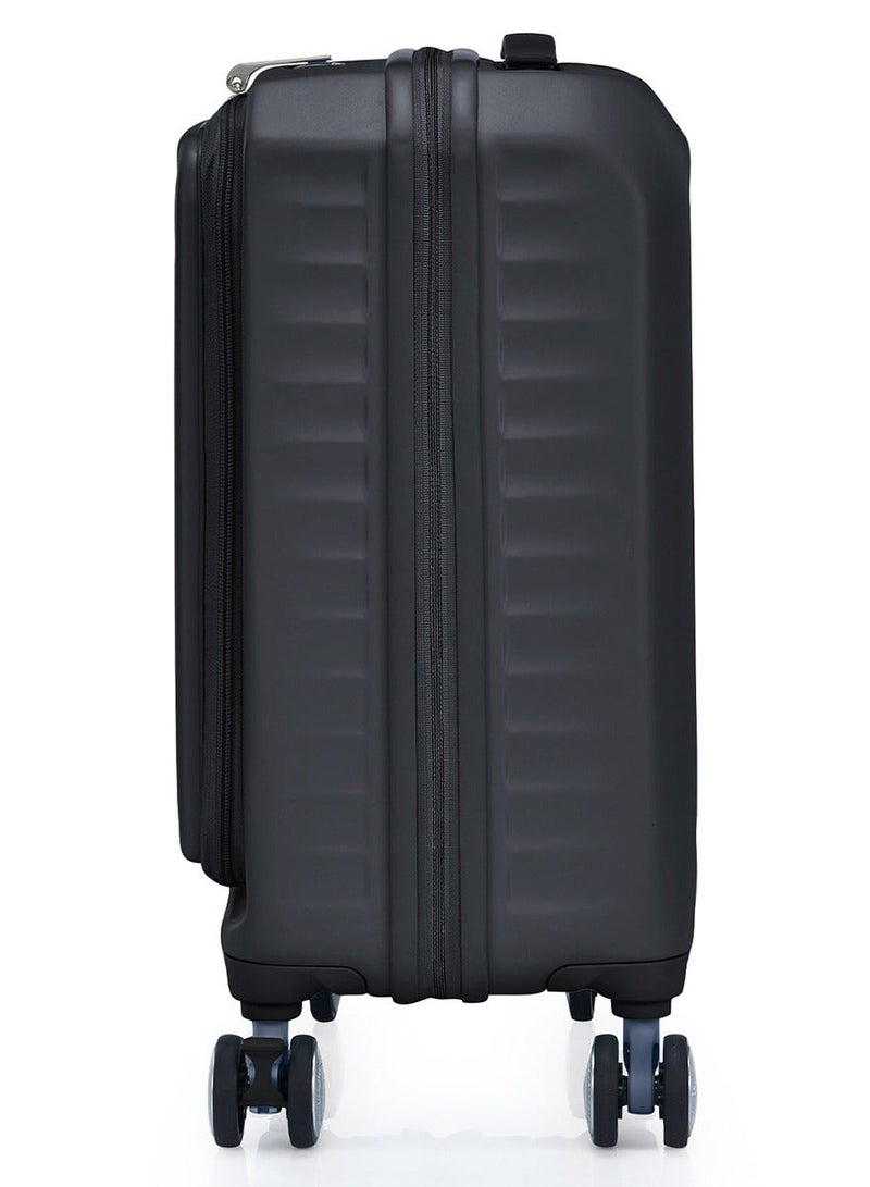 AMERICAN TOURISTER Frontec Suitcase, Cabin Size 54 cm / 20 inch, 4 Spinner Wheels, Hard Top, Polycarbonate, Black|Expandable|Book Opening|Front Laptop Compartment|2-in-1 Optimov™ + STEPause™ Shock Absorbing Wheels|TSA 008 Lock|DuoSaf™ Security Zipper|USB Port - 3 Years International Warranty - Image 3