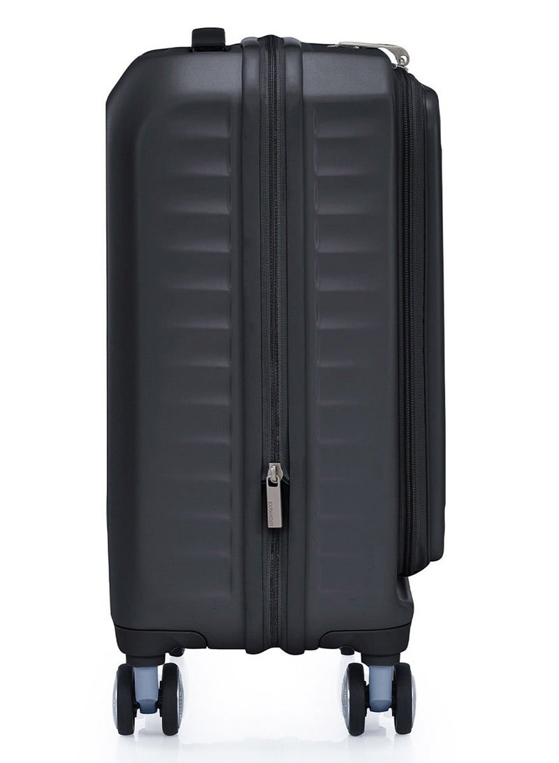 AMERICAN TOURISTER Frontec Suitcase, Cabin Size 54 cm / 20 inch, 4 Spinner Wheels, Hard Top, Polycarbonate, Black|Expandable|Book Opening|Front Laptop Compartment|2-in-1 Optimov™ + STEPause™ Shock Absorbing Wheels|TSA 008 Lock|DuoSaf™ Security Zipper|USB Port - 3 Years International Warranty - Image 4