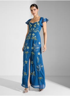 Maya Embroidered Flutter Sleee Dress  - Image 1