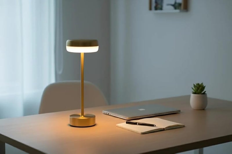 Gold 12 Inch Rechargeable Dimmable LED Table Lamp for Indoor Outdoor Desk Light - Image 4