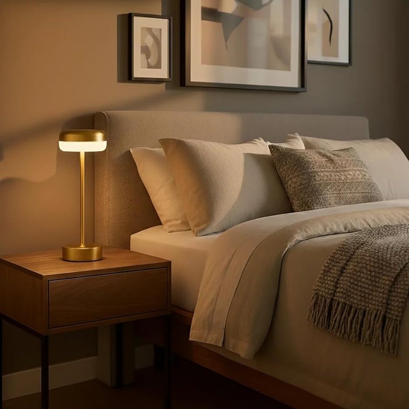 Gold 12 Inch Rechargeable Dimmable LED Table Lamp for Indoor Outdoor Desk Light - Image 5