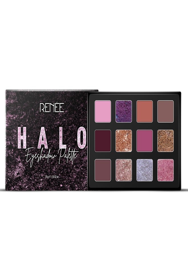 RENEE HALO Eyeshadow Palette - Pinks | 12 Super Blendable Shades | Matter, Shimmery, Pearly Finish | Everyday Look | Vitamin E, Argan Oil, Jojoba Oil Infused | 15 g - Image 1
