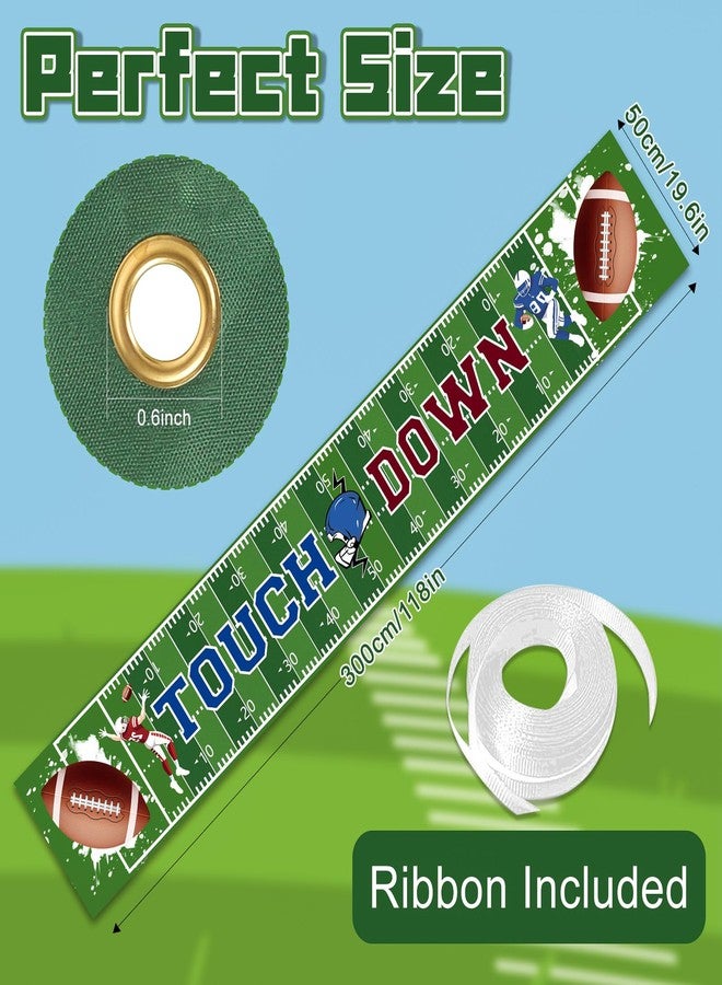 Hedeey TOUCHDOWN Football Yard Banner, Large Outdoor Football Party Decorations, Reusable Football's Field Banner for Game Day Birthday Tailgate SuperBowl Supplies, Size 118 x 20 Inch - Image 2