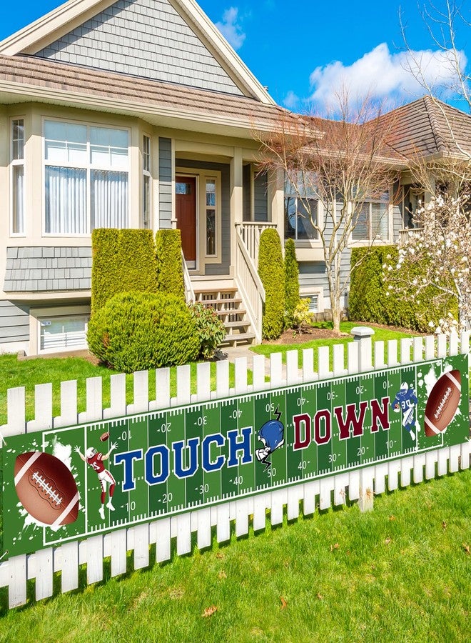 Hedeey TOUCHDOWN Football Yard Banner, Large Outdoor Football Party Decorations, Reusable Football's Field Banner for Game Day Birthday Tailgate SuperBowl Supplies, Size 118 x 20 Inch - Image 1