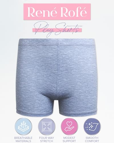 Rene Rofe Girls Athletic Shorts - 2 Pack Breathable Soft Stretch Girls Bike Shorts Four-Way Stretch Cheer Dance Sports Short, Size 10-12, Grey/Black - Image 2