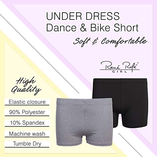 Rene Rofe Girls Athletic Shorts - 2 Pack Breathable Soft Stretch Girls Bike Shorts Four-Way Stretch Cheer Dance Sports Short, Size 10-12, Grey/Black - Image 5