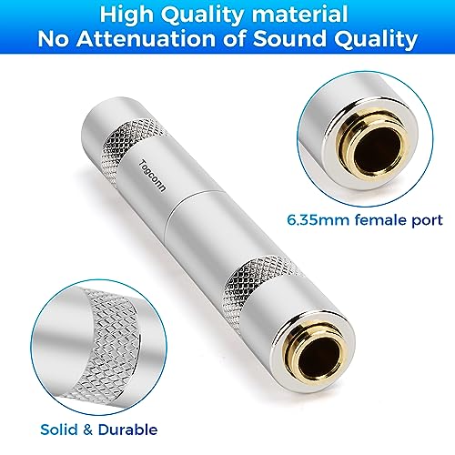 Togconn 1/4 Inch TRS/TS Female to Female Gold-Plated Coupler (2 Pack), 1/4" TRS Stereo and TS Mono Jack Adapter Joiner, 6.35mm Extension Gender Changer Converter Connectors for Amplifier Speaker Guitar Sound - Image 3