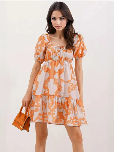 BIG DART BDART Square Neck A-Form Mini Dress with Bow