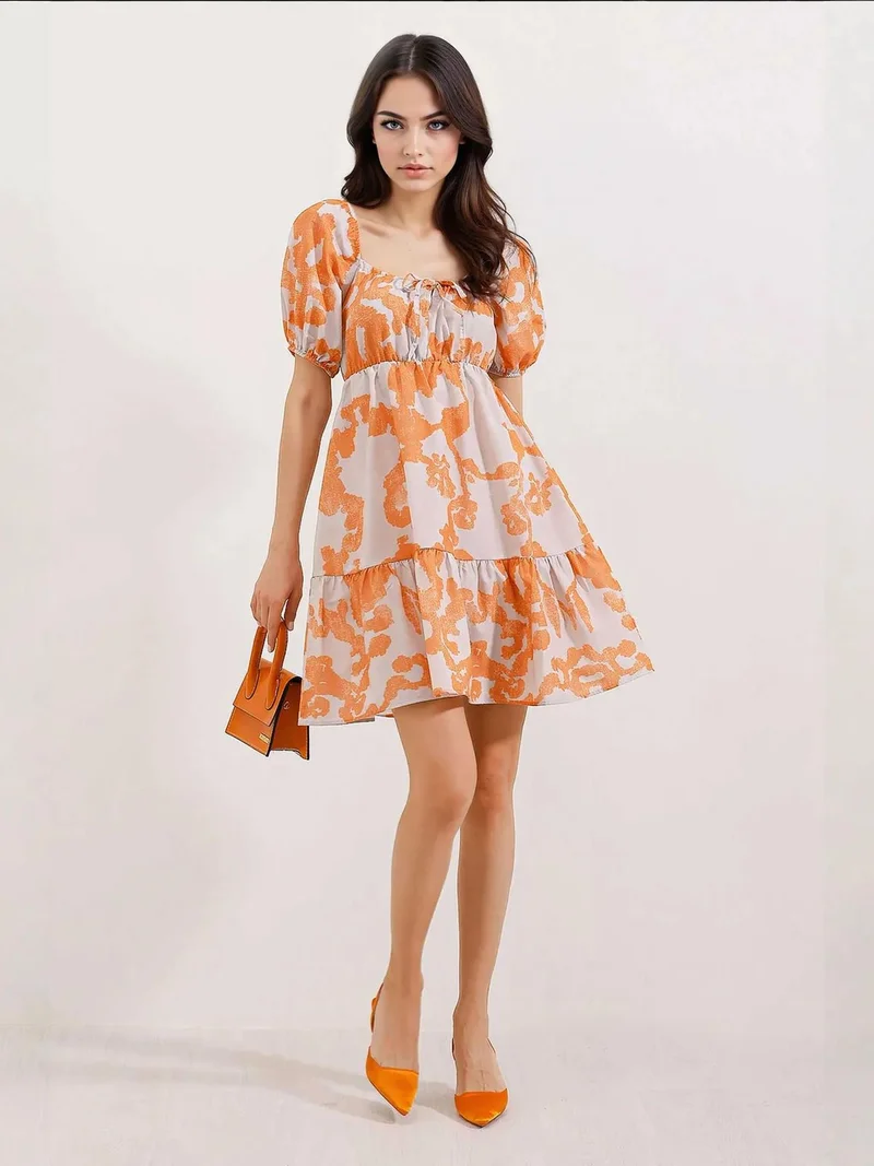 BIG DART BDART Square Neck A-Form Mini Dress with Bow