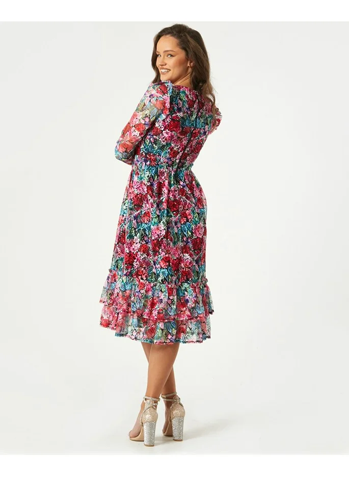 Little Mistress Little Mistress Pink Floral Midi