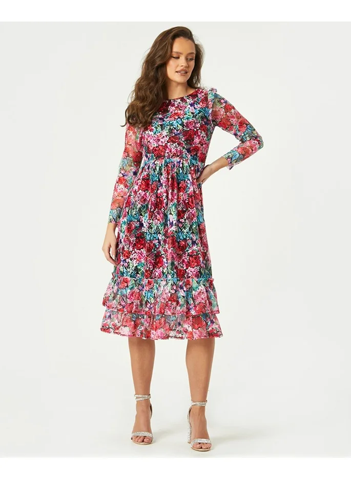 Little Mistress Little Mistress Pink Floral Midi