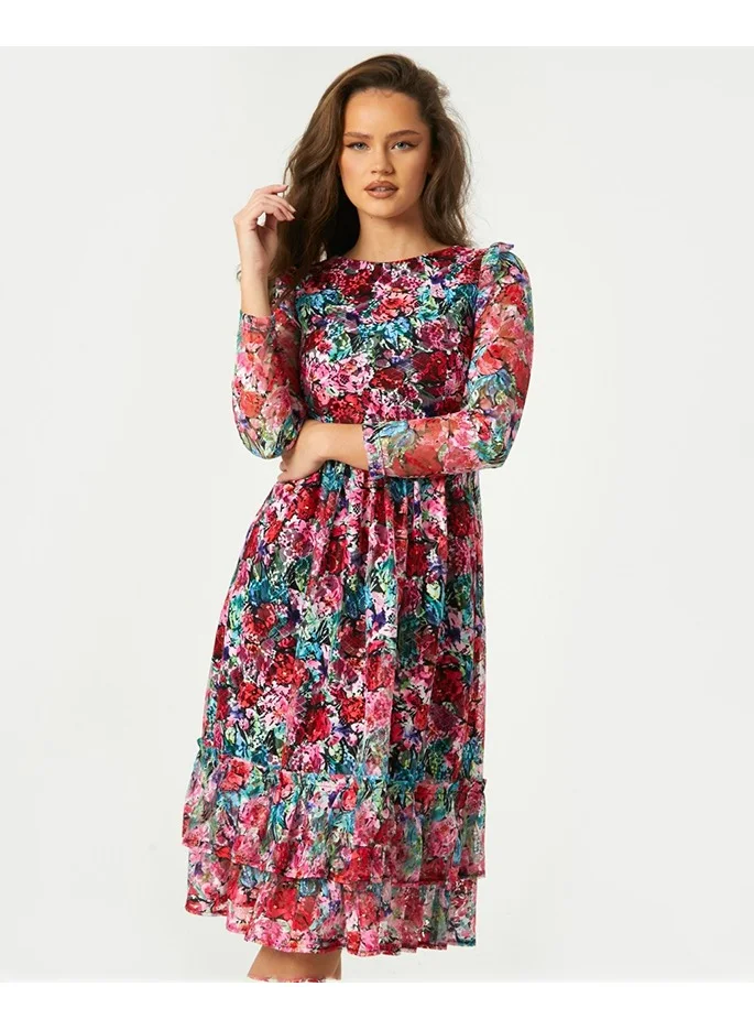 Little Mistress Little Mistress Pink Floral Midi