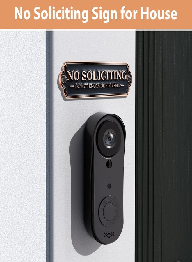 Frohllia Brass No Soliciting Sign, No Soliciting Sign for House - Solid Brass Wall Plaque Handmade Traditional Home Decor, Elegant No Soliciting Do Not Knock or Ring Bell Sign for Office and Business (Brass color) - Image 3