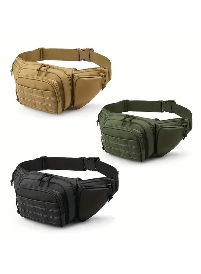Khaki Outdoor Multifunctional Waist Bag Large Capacity Tactical Belt Pack - Image 1
