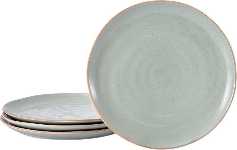 Bico Light Sage Green Dinner Plates Set Set of 4 Microwave and Dishwasher Safe for Main Course Steak Pasta - Image 1