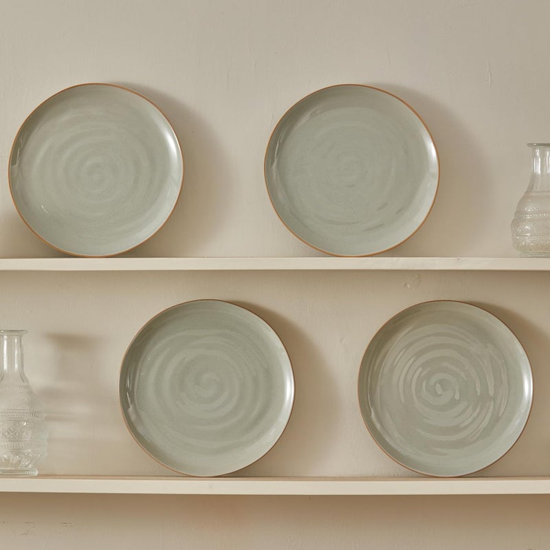 Bico Light Sage Green Dinner Plates Set Set of 4 Microwave and Dishwasher Safe for Main Course Steak Pasta - Image 3